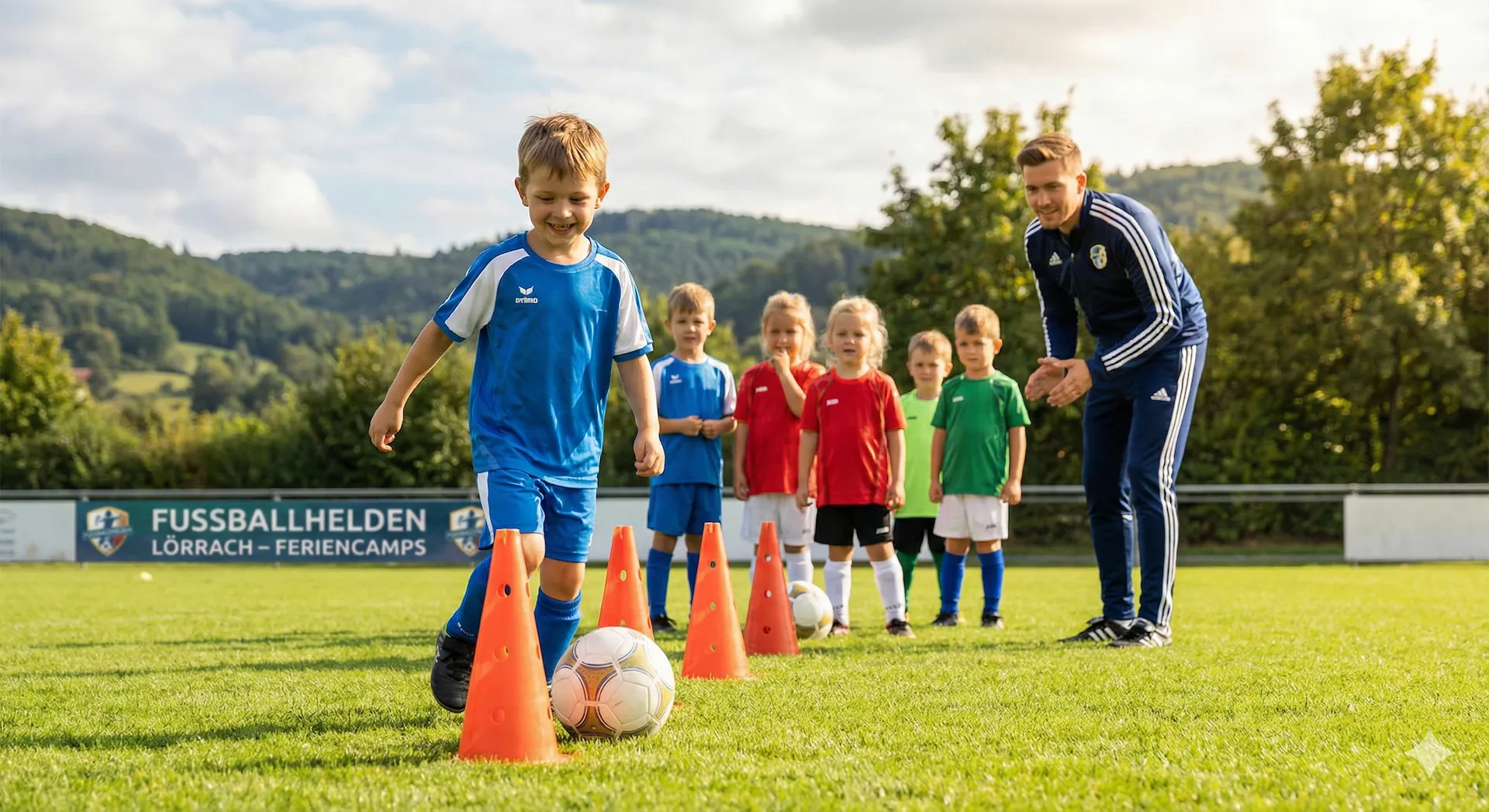 Kinderfußball in Lörrach – Kinder beim Training auf dem Platz