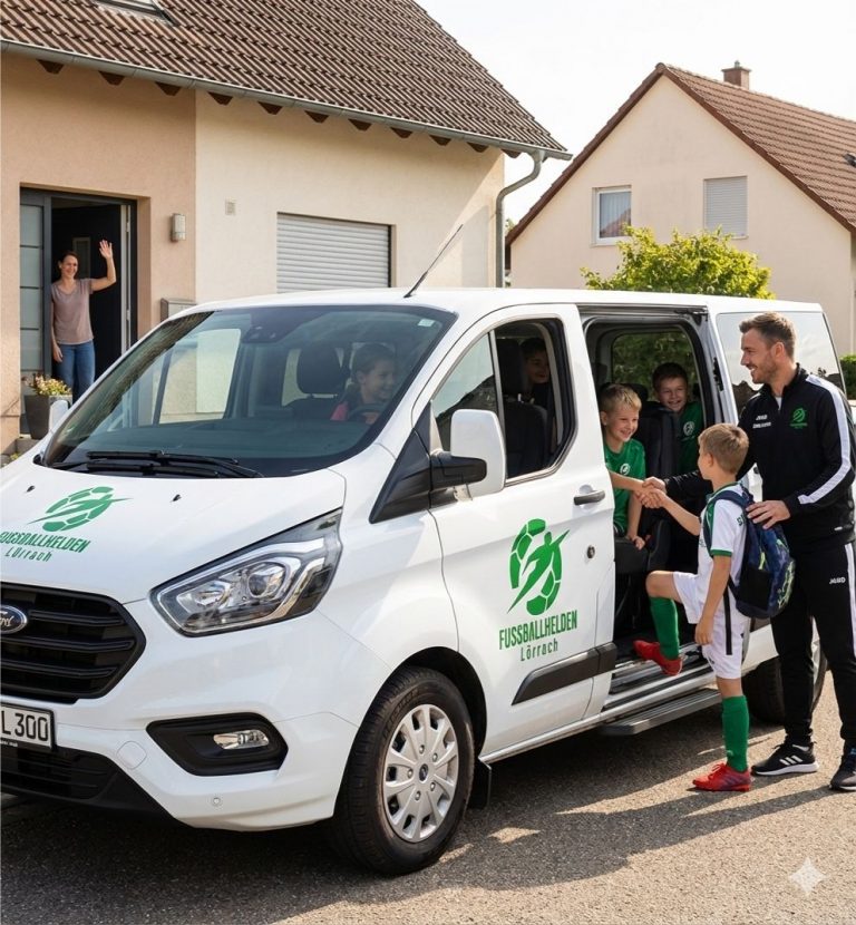 Der Fussballhelden-Bus holt Kinder zu Hause ab